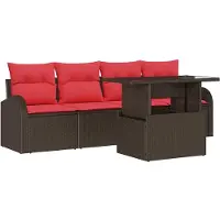 vidaXL Ensemble de canapés de jardin avec coussins (5 pièces), en rotin synthétique marron