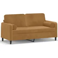 vidaXL Canapé 2 places avec coussins décoratifs Marron 140 cm Velours