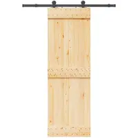 vidaXL Porte coulissante NARVIK, finition naturelle et noire, 70 x 210 cm (152,5 cm)