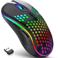 INF Souris de jeu sans fil 2.4G à chargement lumineux - DPI réglable, design ergonomique Black