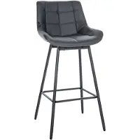 CLP Tabouret de bar Weston, pivotant à 180°, avec dossier rembourré, structure en métal, couleur gris, revêtement en similicuir