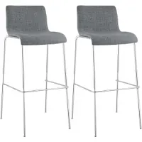 CLP lot de 2 tabourets de bar Hoover tissu 4 pieds piètement chromé