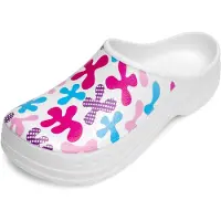 Ladeheid Sabots de jardin pour femmes, ultra-légers en EVA, à motifs, LA-CA-ComoHappyWoman (Blanc/Pop Art, 38)