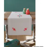 Vervaco Fin de série Chemin de table "Plumes", dessin de broderie pré-dessiné