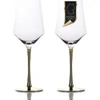 Intirilife 2x Verre À Vin Avec Pied Doré - Capacité 380 Ml - Vin Rouge Vin Blanc Verre Calice Verre Cristal Antichoc