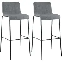 CLP lot de 2 tabourets de bar Hoover tissu 4 pieds piètement noir