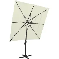 vidaXL Parasol avec mât en aluminium 4 plis sable 250x250 cm