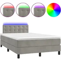 vidaXL Lit boxspring avec matelas & LED gris clair 120x200 cm velours