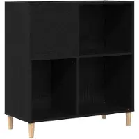 vidaXL Meuble à disques noir imitation chêne 84,5 x 38 x 89 cm