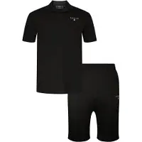 SikSilk Ensemble short et polo Homme Noir