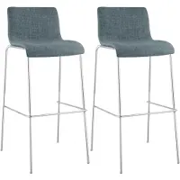CLP lot de 2 tabourets de bar Hoover tissu 4 pieds piètement chromé