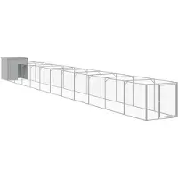 vidaXL Niche pour chiens avec enclos gris clair 110x1221x110cm Acier galvanisé