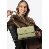 WITTCHEN Sac à bandoulière pour femme en cuir véritable avec surpiqûres pistache, cuir naturel couleur pistache