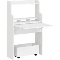 SoBuy Table pliante murale Étagères intégrées Blanc Moderne FWT105-II-W