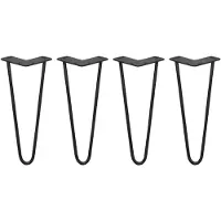 Monster 4 pieds de table en hairpin, 30,5 cm de long, avec 2 barres de renfort - 10 mm - Noir