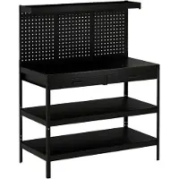 HOMCOM Établi d'atelier 2 tiroirs 2 étagères réglables panneau perforé acier noir