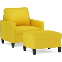 vidaXL Fauteuil avec pouf jaune clair 60 cm Tissu