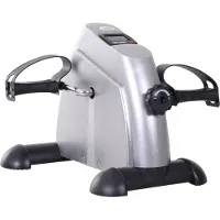 HOMCOM HOMdotCOM Hometrainer Mini Fiets Trap Trainer met LCD Scherm Metaal Zilver 39 x 40 x 31 cm