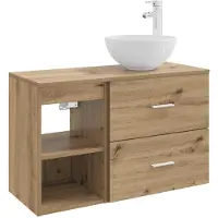 vidaXL Ensemble de meubles de salle de bain, 2 pièces, en bois stratifié imitation chêne artisanal