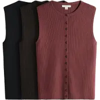 The Set Cardigan chocolat / rouge rouille / noir