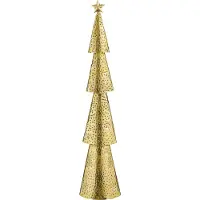 House of Seasons Sapin de Noël de la Maison des Saisons - L15 x L8 x H68 cm - Métal - Or