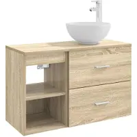 vidaXL Ensemble de meubles de salle de bain, 2 pièces, en panneaux de particules imitation chêne Sonoma