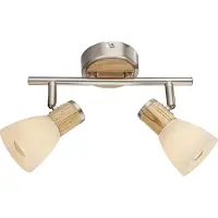 Globo Lampe de plafond Gylfi Nickel avec 2-lights en bois