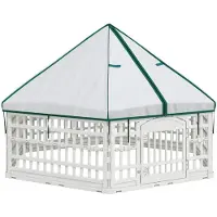 vidaXL , aire de jeux pour chiens à 6 panneaux, 179 x 151 x 114 cm, plastique, blanc
