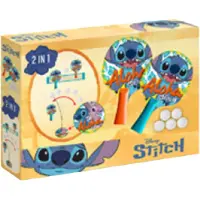 Disney Set d'apprentissage de ping-pong avec filet, balles et support d'entraînement flexible STITCH