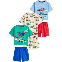 Next Pyjama crème / bleu clair / jade / rouge vif