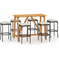 vidaXL Ensemble bar de jardin 7 pièces avec coussins Marron