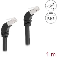 DeLOCK Câble réseau RJ45 Cat.6A S/FTP coudé 1 m noir