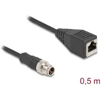 DeLOCK M12 Kabel D-kodiert 4 Pin St. zu RJ45 Bu. PVC 0,5 m