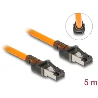 DeLOCK - Câble de raccordement - RJ-45 (M) à RJ-45 (M) - 5,0m - 6,2 mm - S/FTP - CAT 6a - Fonction de recherche de port (alimenté par USB-C), sans crochet, sans halogène - orange (80413)