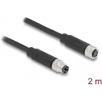 DeLOCK M8 3 broches câble A-codé fiche vers prise PUR (TPU) 2 m - De