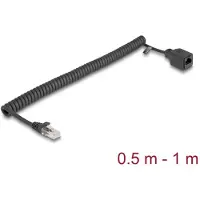 DeLOCK Câble RJ45 spiralé mâle/femelle Cat.5e UTP 0,5 m à 1 noir (90668)