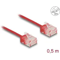 DeLOCK Câble patch Cat.6 UTP Ultra Slim 0,5 m rouge avec connecteurs courts