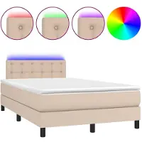 vidaXL Lit Boxspring avec matelas & LED Cappuccino-Brun 120x190 cm