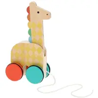 Petit Collage Giraffe On-the-go Wooden Pull Toy Jaune