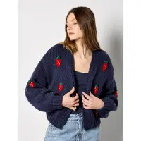 Apricot Cardigan bleu foncé / rouge