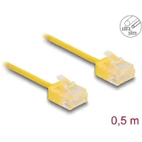 DeLOCK Câble réseau RJ45 Cat.6 UTP Ultra Slim 0,5 m jaune, connecteurs courts