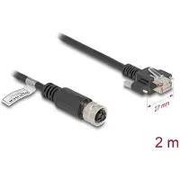 DeLOCK câble M12 D-codé 4 broches femelle vers RJ45 mâle avec vis Cat.5e FTP 2 m (80445)