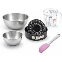 Zenker Set à pâtisserie 1 moule à savarin antiadhésif 2 bols à mixer 1 verre mesureur et 1 spatule Black Metallic