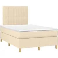 vidaXL Lit boxspring avec matelas Crème 120x190 cm Tissu