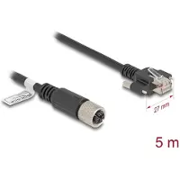 DeLOCK - Câble de réseau - 8 broches M12-X (F) à RJ-45 (M) - 5,0m - 6,8 mm - S/FTP - CAT 6a - vis à molette - noir (80459)