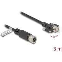 DeLOCK câble M12 D-codé 4 broches femelle vers RJ45 mâle avec vis Cat.5e FTP 3 m (80450)