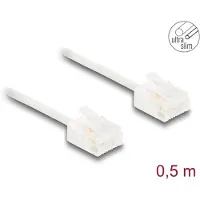 DeLOCK Câble réseau RJ45 Cat.6 UTP Ultra Slim 0,5 m blanc, connecteurs courts
