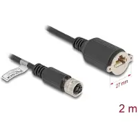 DeLOCK - Câble de réseau - 4 broches M12-D (F) à RJ-45 (F) à visser - 2,0m - 6,8 mm - FTP - CAT 5e - moulé, torsadé - noir (80453)