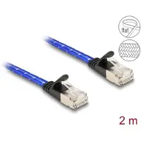 DeLOCK Câble réseau plat RJ45 Cat.6A 2 m bleu, U/FTP, gaine tressée