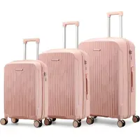 ROYAL SWISS Ensemble de valises 3 pièces - Valises de voyage en PP rigide avec serrure TSA, roulettes doubles à 360° et finition anti-rayures -